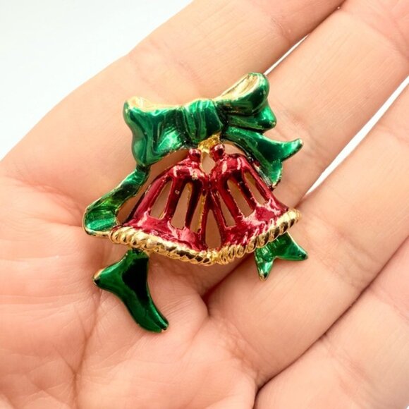 Vintage 9 Christmas Brooch Pin assortment Christmas Tree, Bells Candycane Lots - Picture 6 of 11